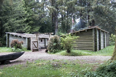A photo of the reproduction of Fort Clatsop in the springtime. Source: www.oregon.gov.