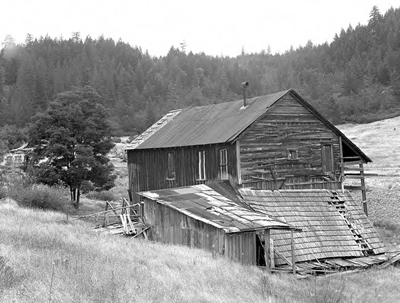 This building was one of the few still standing in Waldo/ Sailors Diggins in 1854, but probably is long gone today. An abandoned building in Waldo, still standing in 1954.