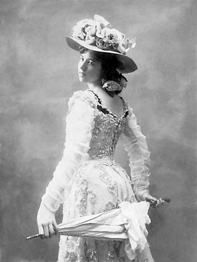 Kitty Rockwell in her Sunday best, in a studio portrait made around 1900. A studio portrait of Kitty Rockwell, aka Klondike Kate, circa 1900 during her Dawson City run.