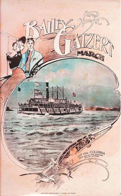 Cover of the musical score to the Bailey Gatzert March. Cover of the musical score to the Bailey Gatzert March.