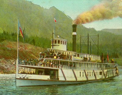 The Bailey Gatzert, Capt. Uriah B. Scott's flagship in the later years of his company and the best-known riverboat in Columbia River history, under way around 1905. The Bailey Gatzert, Capt. Uriah B. Scott's flagship in the later years of his company and the best-known riverboat in Columbia River history, under way around 1905.
