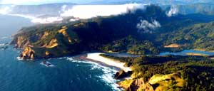 Three Rocks Beach, Camp Westwind, the mouth of the Salmon River and Cascade  Head as they appear today.