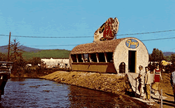 The Franz Bread Rest Hut, overlooking the log flume ride at Pixieland