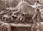 A photo from 1905 of the theft of the Willamette Meteorite. Homesteader Ellis Hughes built this giant wooden cart to haul the 16-ton rock through the forest to his own property; he found it on a neighboring plot of land.