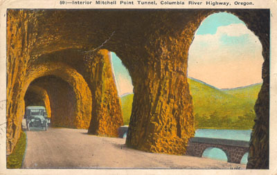 Postcard image of Columbia River Highway near Eagle Creek.