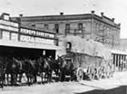 A mule team ready to haul freight in downtown Lakeview.