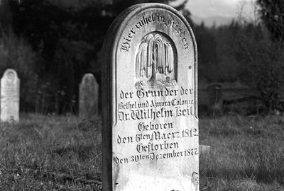 Wilhelm Keil's gravestone, in Aurora, is of a modest and unassuming size. Wilhelm Keil's gravestone, in Aurora, is of a modest and unassuming size.