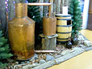 A mountain moonshine still on display at the McCreary County Museum in Stearns, Kentucky.