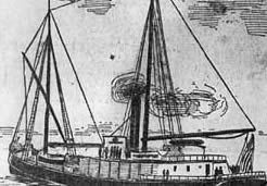 The West Coast steam schooner South Coast, drawn early in its long but fateful maritime career.