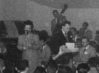 The Woody Herman Band performs at the mid-Willamette Valley's legendary Cottonwoods Ballroom in November 1947.