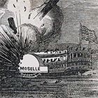 This is a newspaper illustration of the explosion of the steamer Moselle in 1838, which led to a push for regulation of steam engines to prevent similar disasters. More than four times as many people died in the Moselle explosion as that of the Gazelle — which was, itself, the single worst catastrophe in Willamette River history.