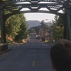 This instantly recognizable image of downtown Brownsville as seen from the end of the Calapooia River bridge appears early in Stand By Me. (Image: Columbia Pictures)